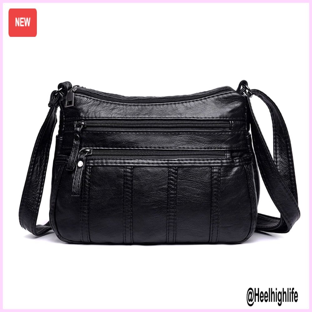 Soft Pu Leather Crossbody Bag Multi-Pocket Tote Shoulder Purse Versatile